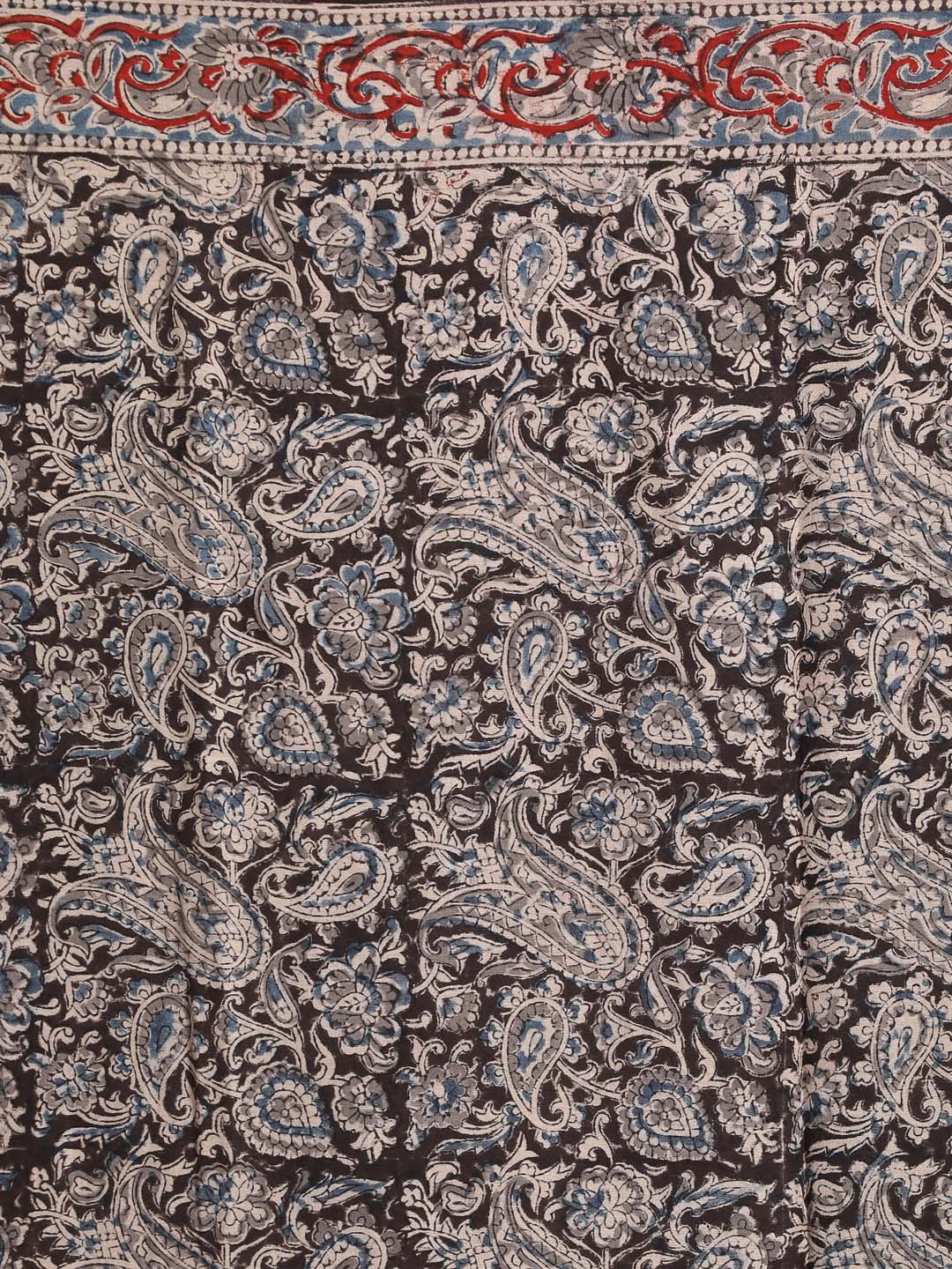 Indethnic Kalamkari Handblock Mulmul Cotton Saree - Saree Detail View