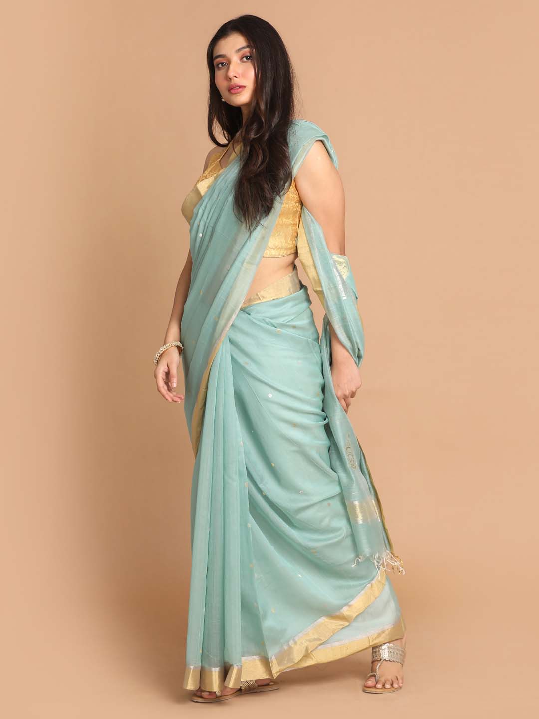 Indethnic Chanderi Handloom Silk Cotton Saree - View 2
