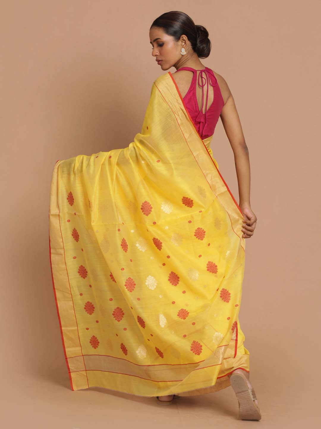 Indethnic Chanderi Handloom Silk Cotton Saree - View 3