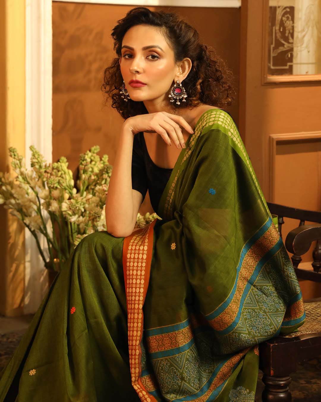 EMERALD ELEGANCE (BENGAL HANDLOOM 100% PURE COTTON SAREE)