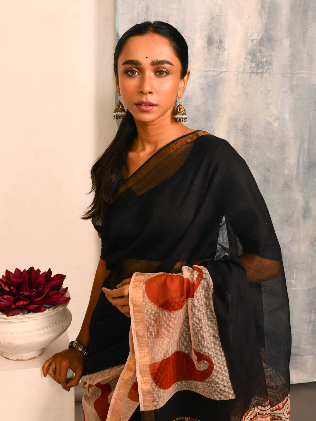 MIDNIGHT MYSTIQUE (BAGRU SILK COTTON SAREE)