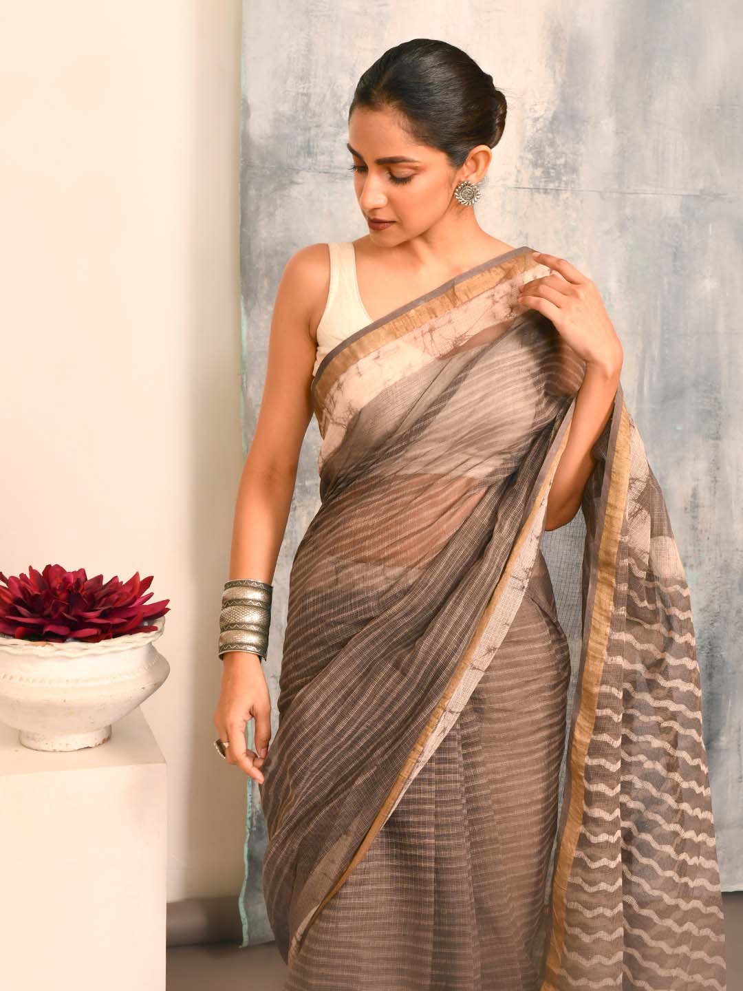 SERENE MOCHA (BAGRU SILK COTTON SAREE)