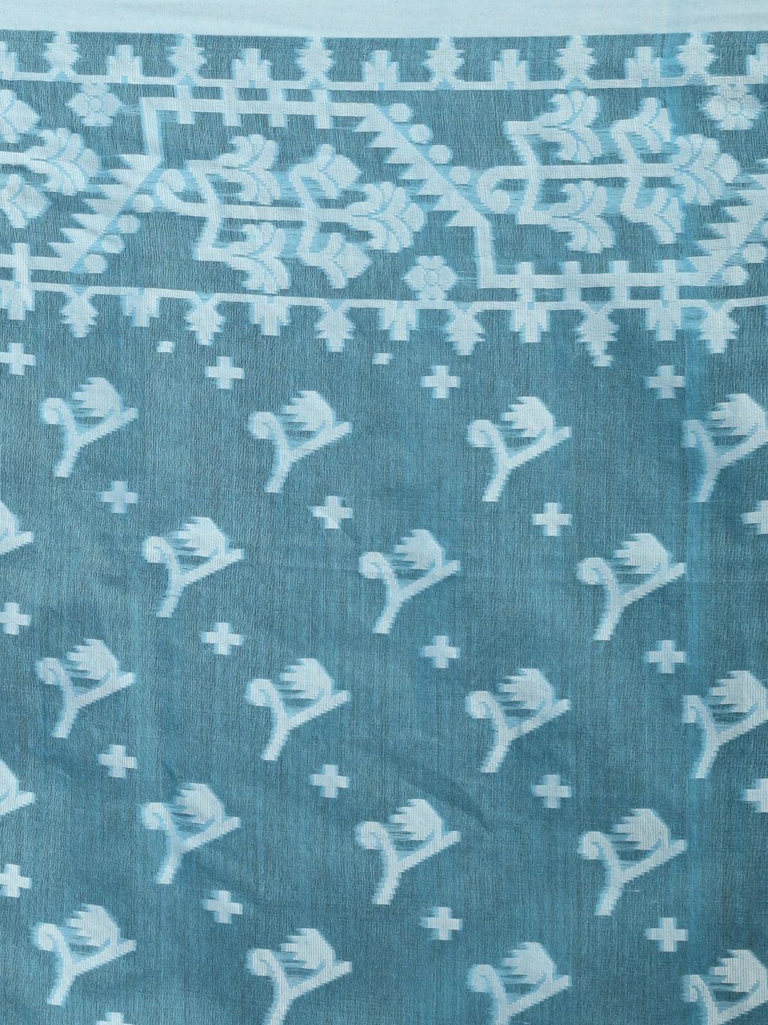 Jamdani Blue Woven Design Traditional Wear(HANDLOOM COTTON BLEND SAREE)