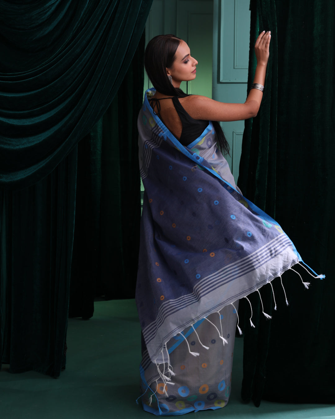 CELESTIAL CIRCLES (HANDLOOM COTTON BLEND SAREE)