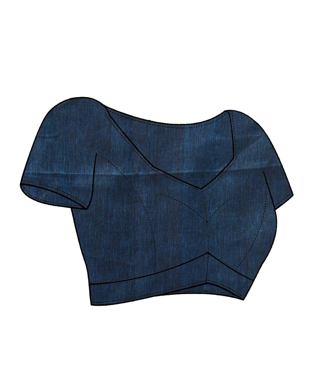 AZURE GRACE (HANDLOOM PURE LINEN SAREE)