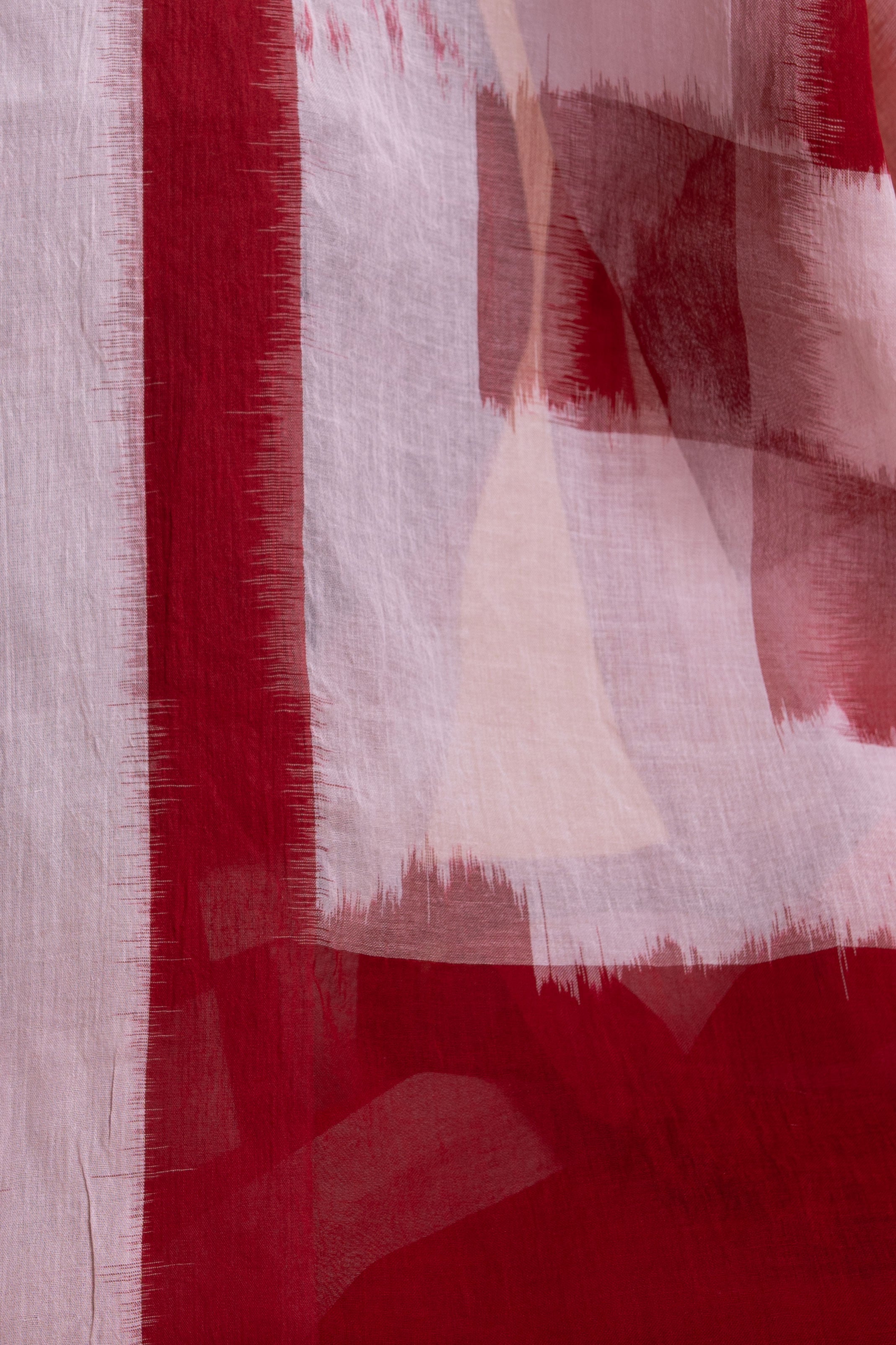 Noir Crimson Ikat Handloom Saree