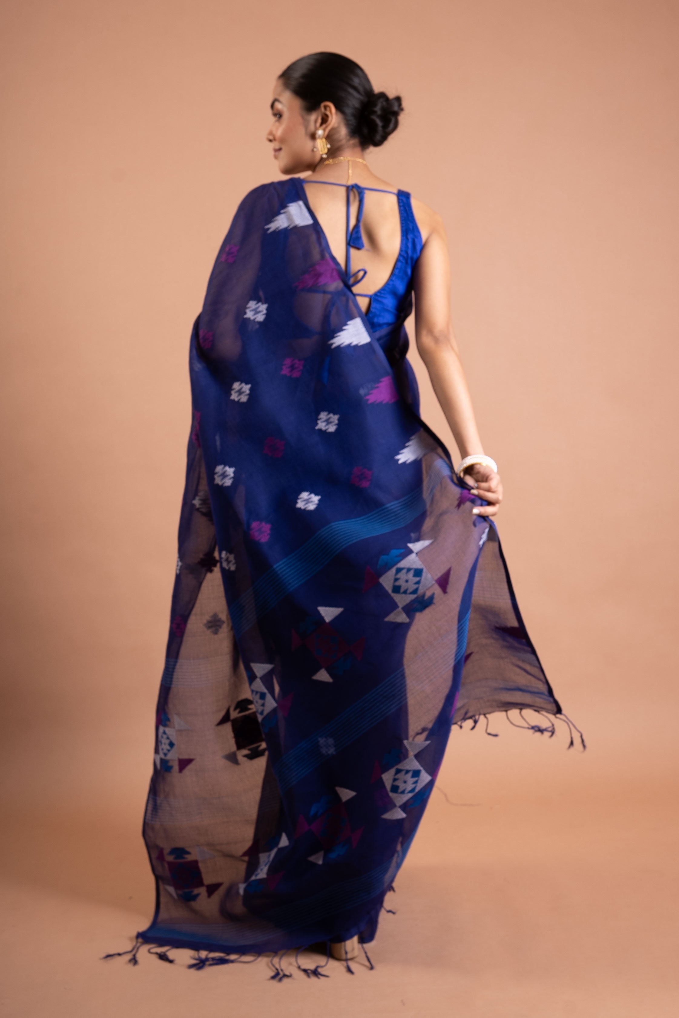 Midnight Indigo Ikat Handloom Saree