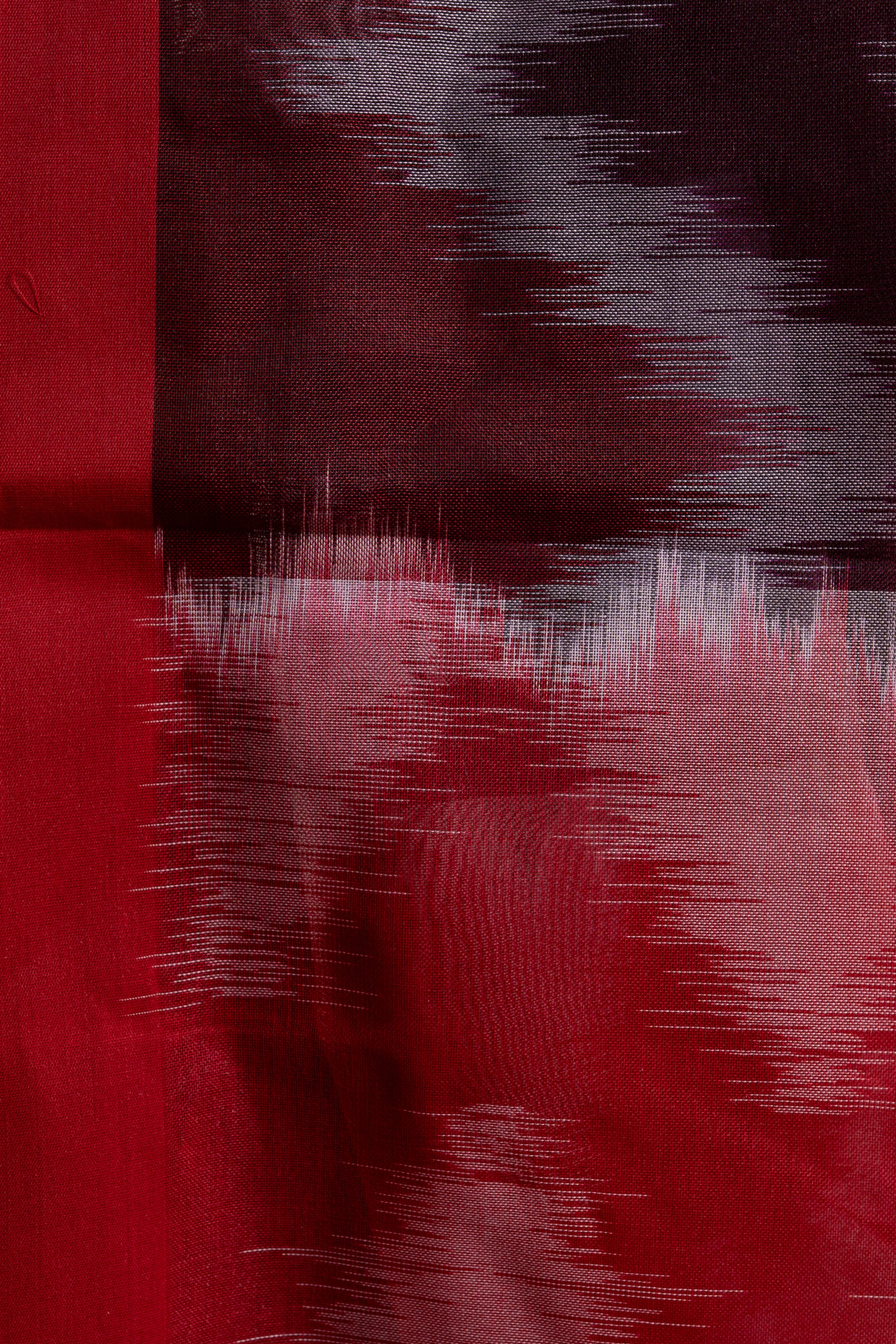 Rangrez Crimson Ikat Pure Handloom Saree