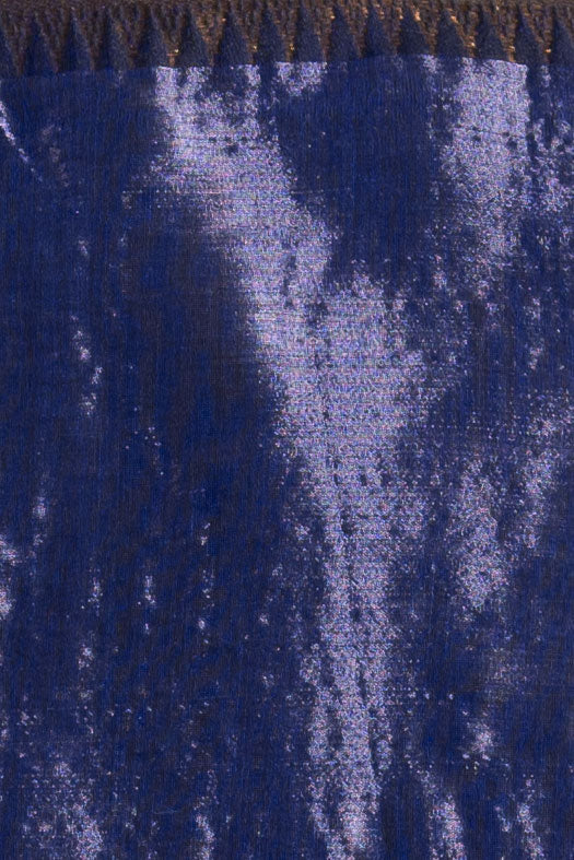 Indigo Moonlight Tissue Saree with Antique Gold Zari Border