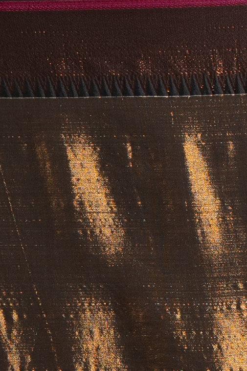 Antique Gold Pure Tissue Saree with Rani Pink Border