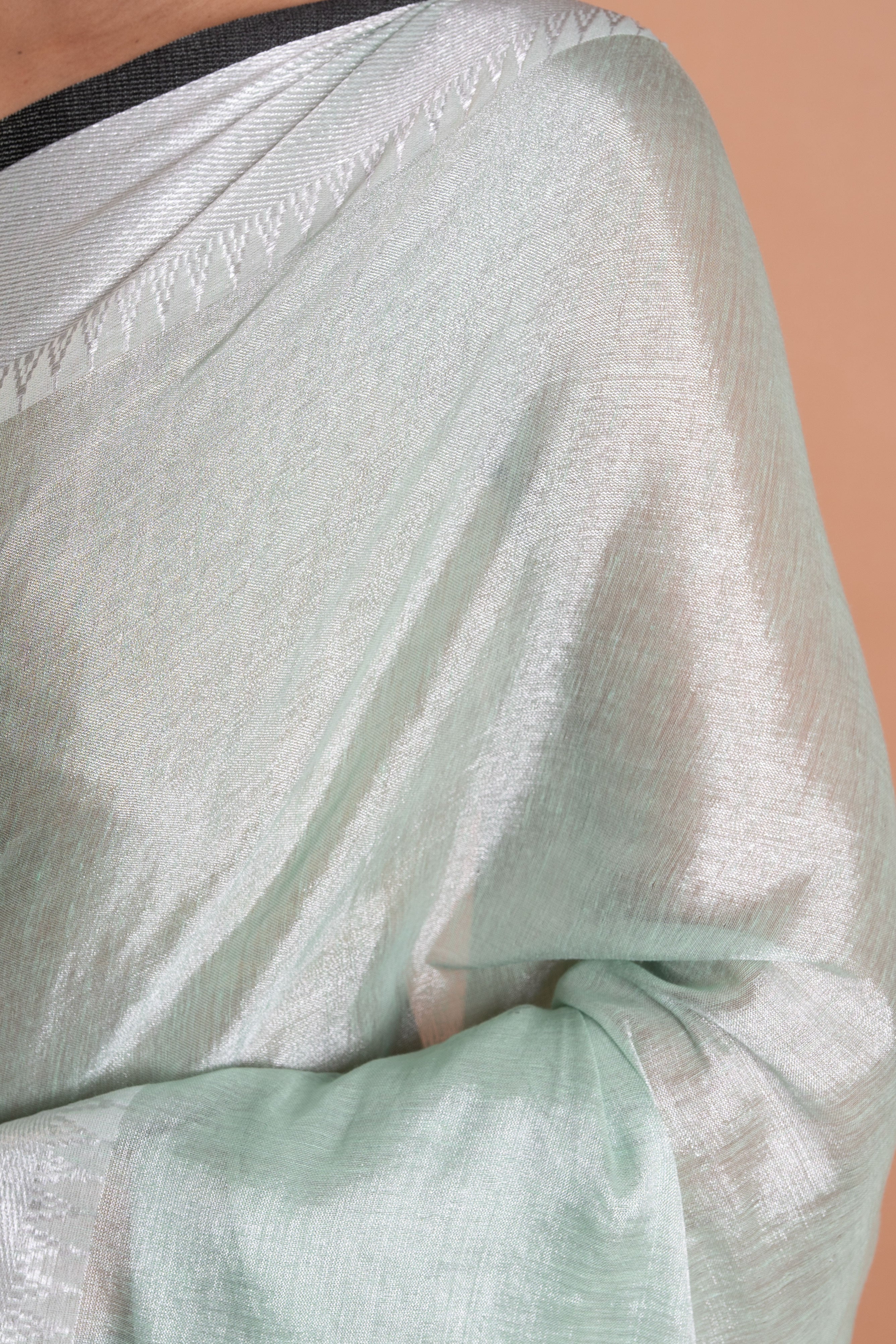 Mint Silver Glow Pure Tissue Saree