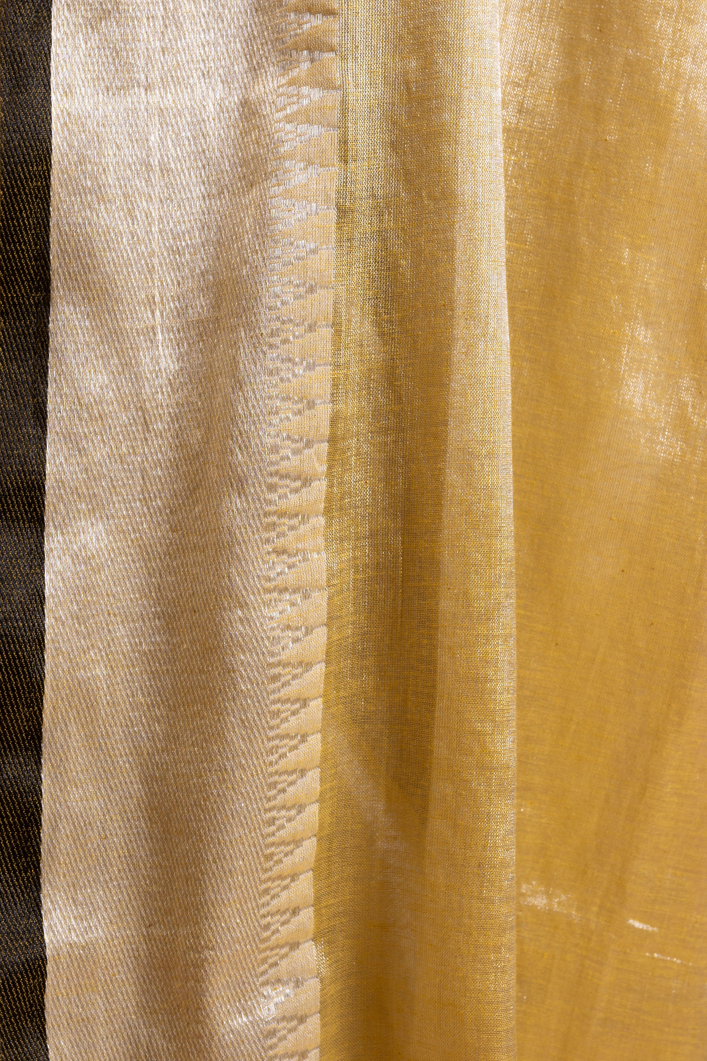 Sunlit Gold Pure Tissue Saree with Silver-Ivory Pallu