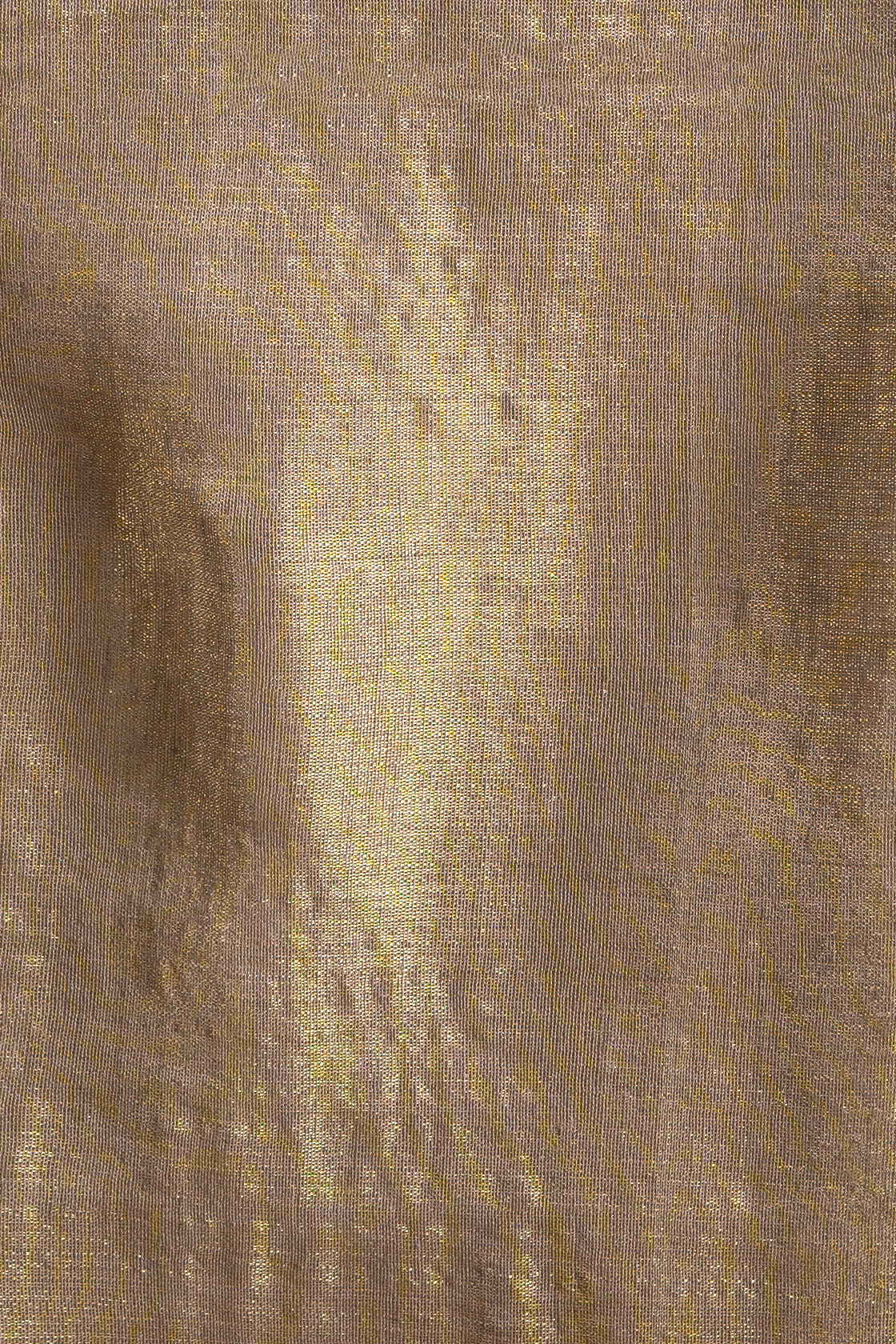 Champagne Gold Linen Tissue Saree with Red Butti & Tassels