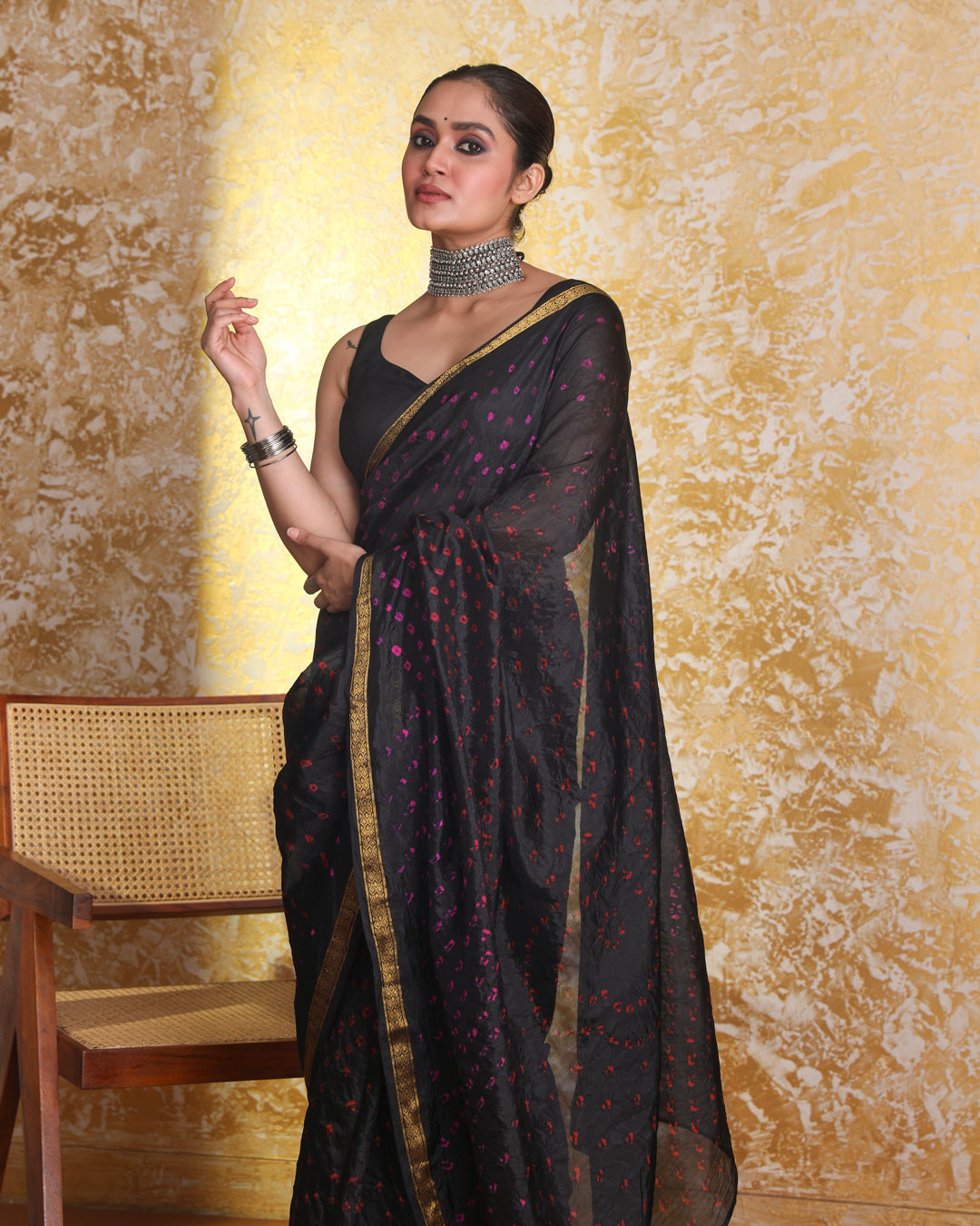 NOIR BANDHANI GRACE (BANDHANI POLY CREPE SAREE)