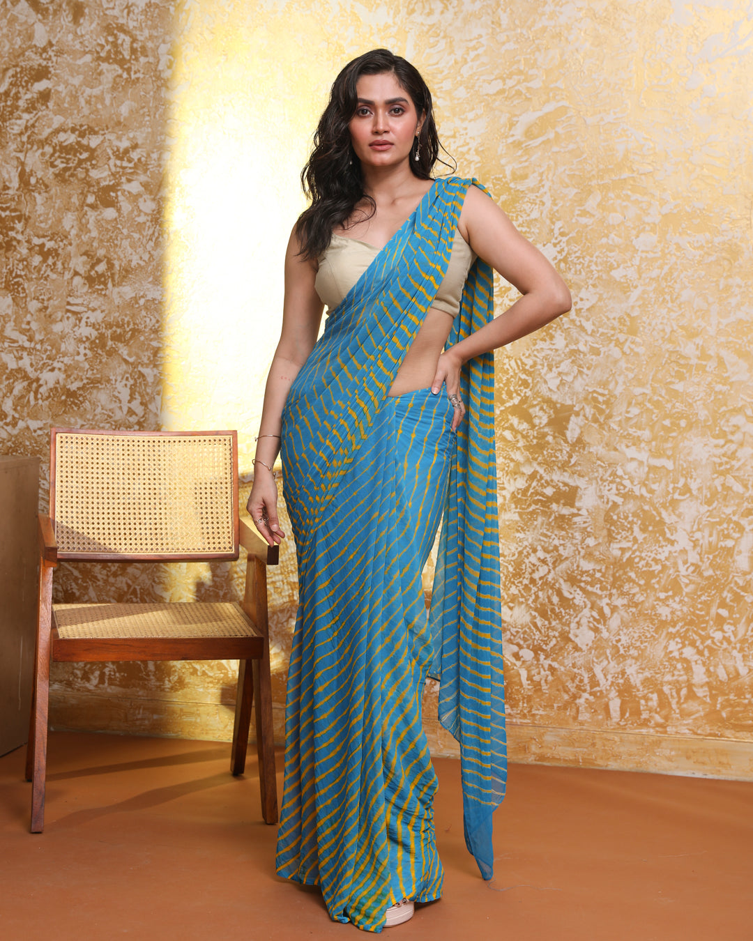 ICY BLUE DELIGHT (LEHERIYA SAREE)