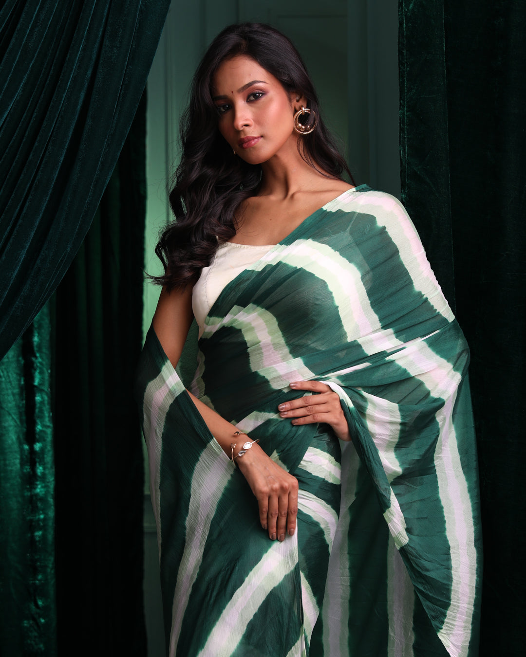 PINE WHISPER (LEHERIYA SAREE)