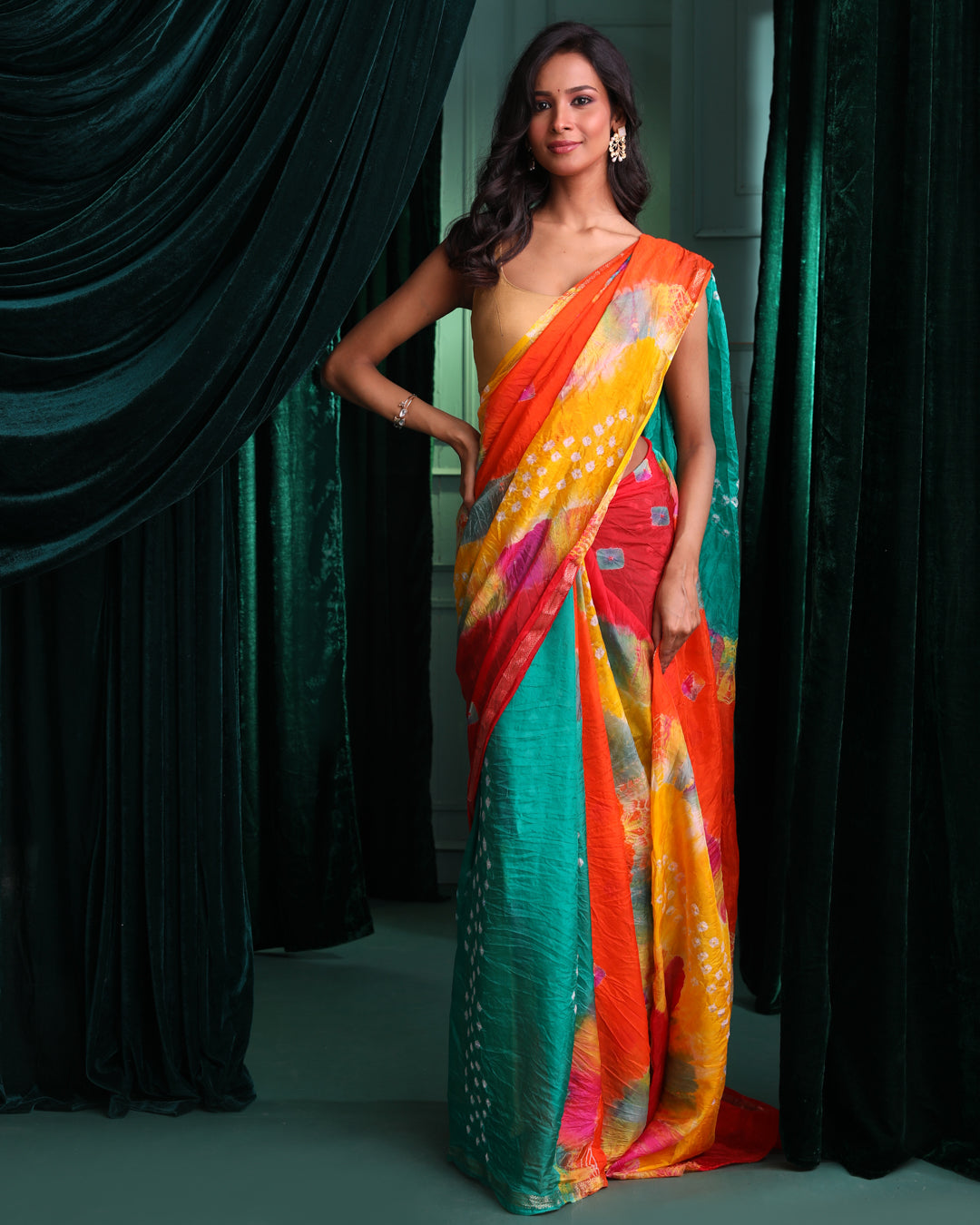 SPECTRUM BANDHANI DELIGHT (BANDHANI POLY CREPE SAREE)