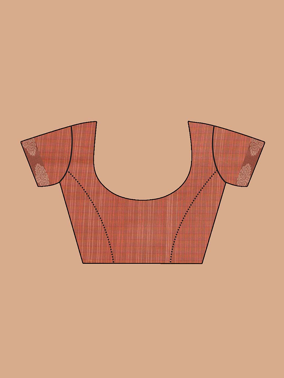 Indethnic Banarasi Lime Green Checked Daily Wear Saree - Blouse Piece View