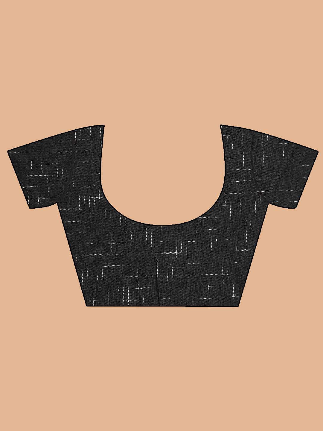 Indethnic Printed Pure Cotton Saree in Black - Blouse Piece View