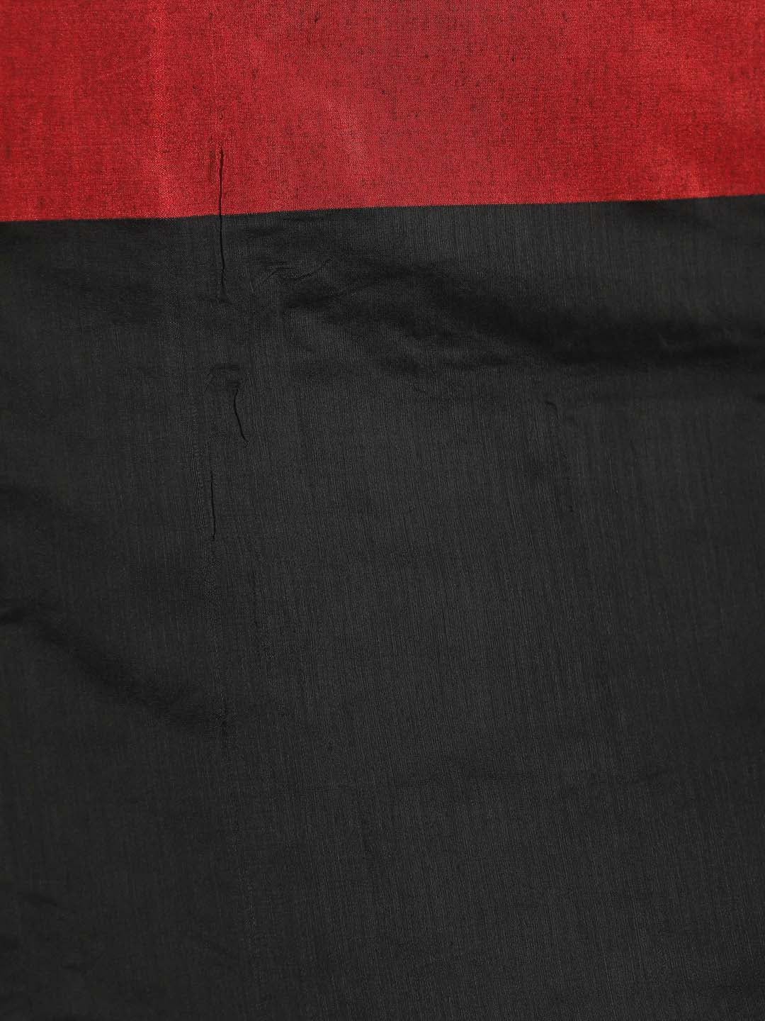 Indethnic Grey and Black Solid Colour Blocked Saree - Saree Detail View