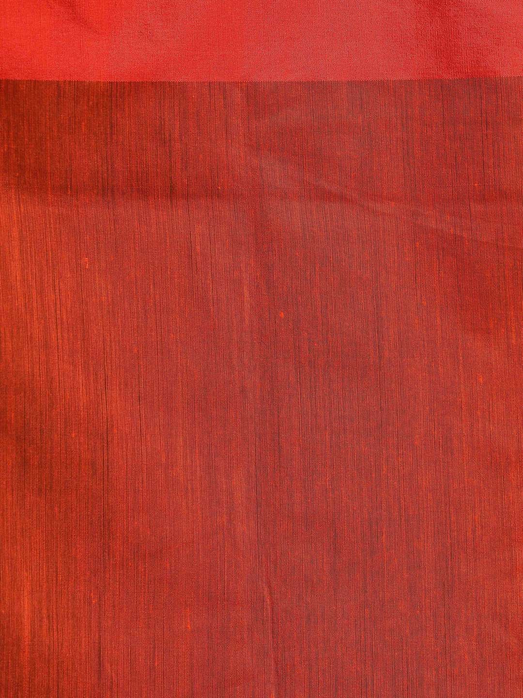 Indethnic Orange and Black Solid Colour Blocked Saree - Saree Detail View