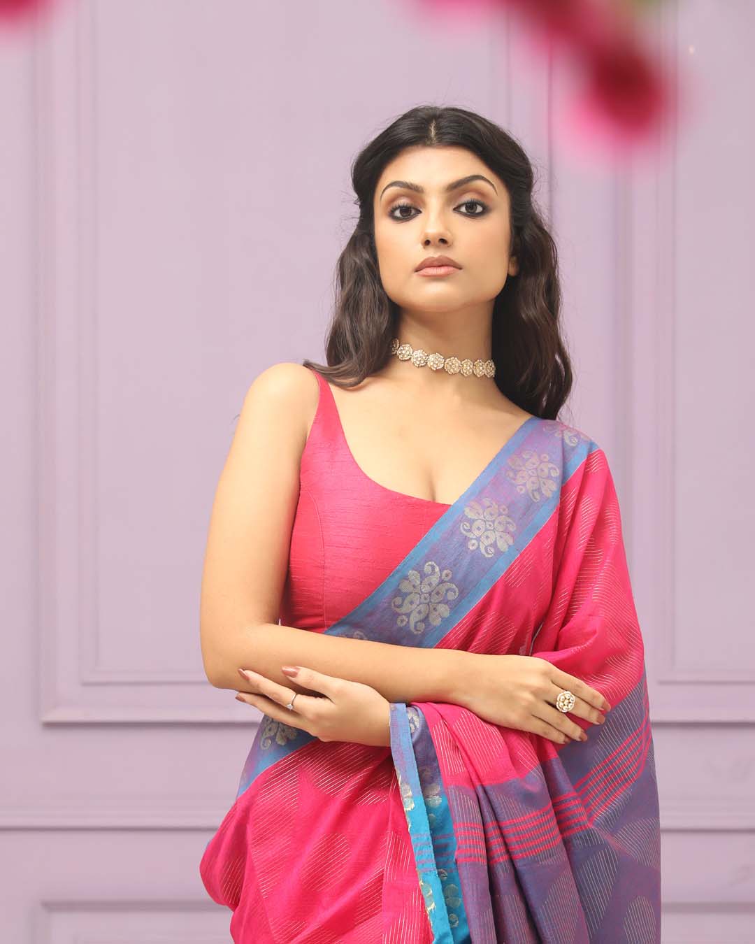 FUCHSIA FUSION (HANDLOOM COTTON BLEND SAREE)