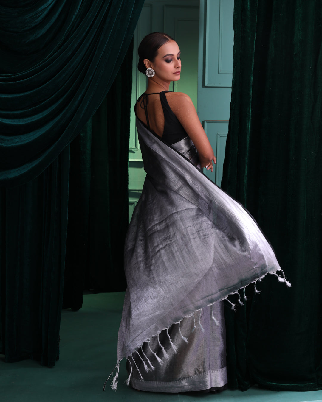 MIDNIGHT LUXE (HANDLOOM COTTON BLEND SAREE)