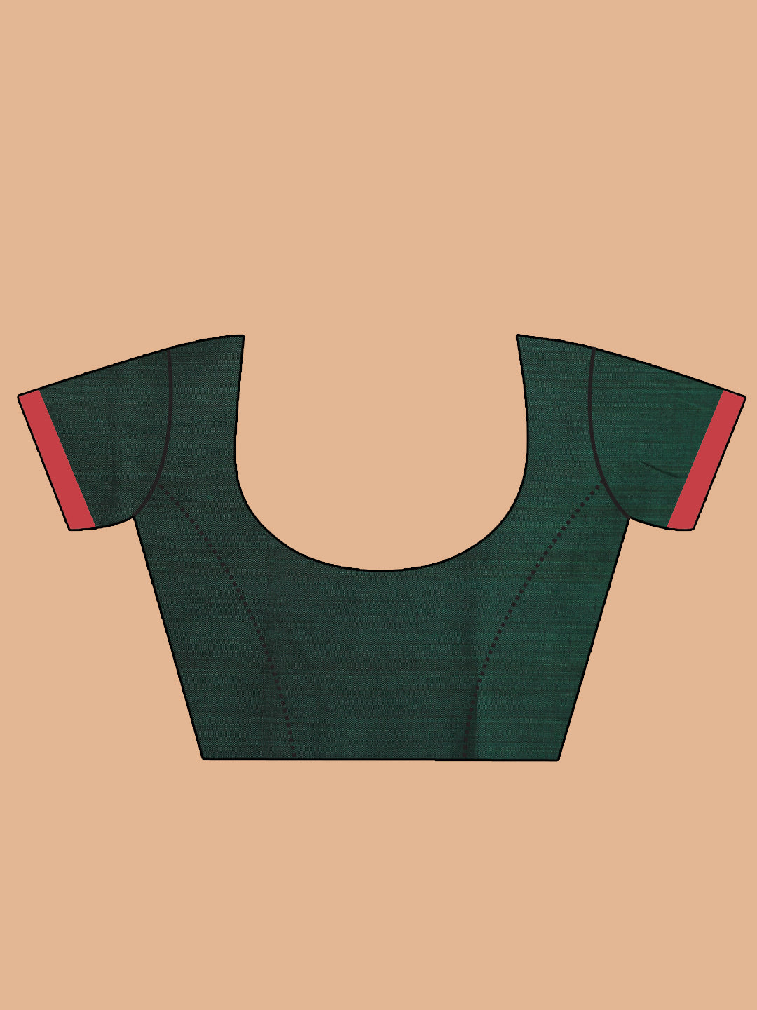 Indethnic Bottle Green Pure Cotton Woven Design Saree - Blouse Piece View