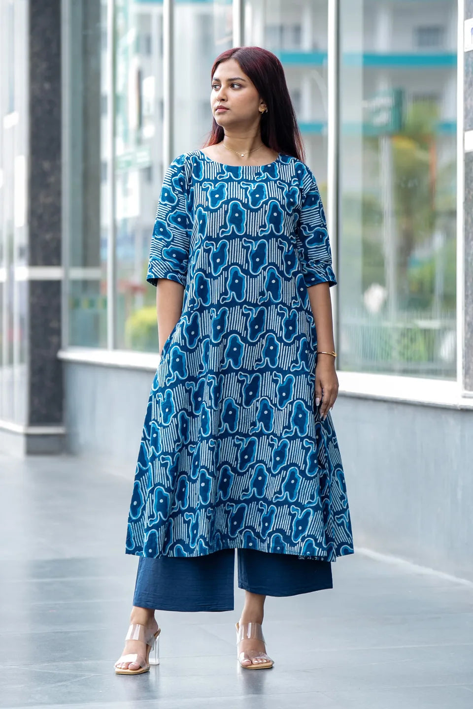 Indigo Drift — Dabu Block Print Straight Cotton Kurta