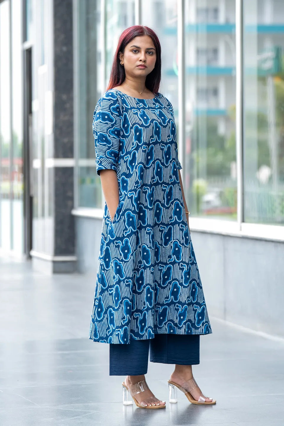 Indigo Drift — Dabu Block Print Straight Cotton Kurta