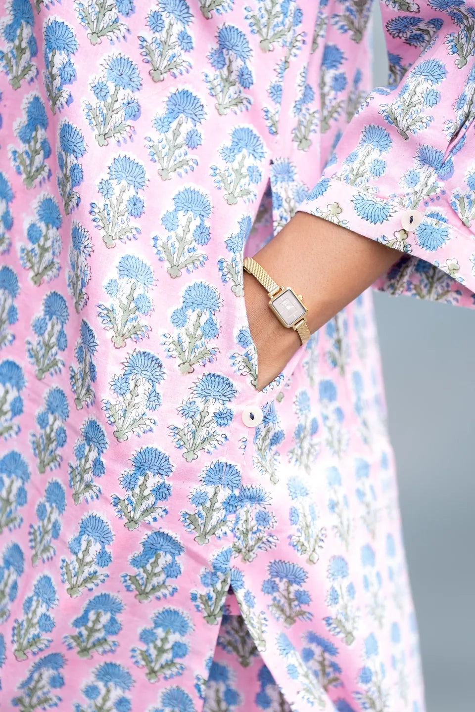Blush Meadow — Floral Block Print Cotton Co-ord Set