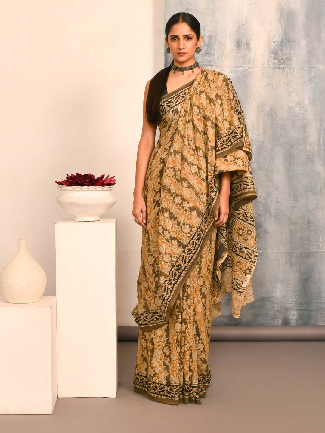 JAITUN PANKHURI (KALAMKARI 100% PURE COTTON SAREE)