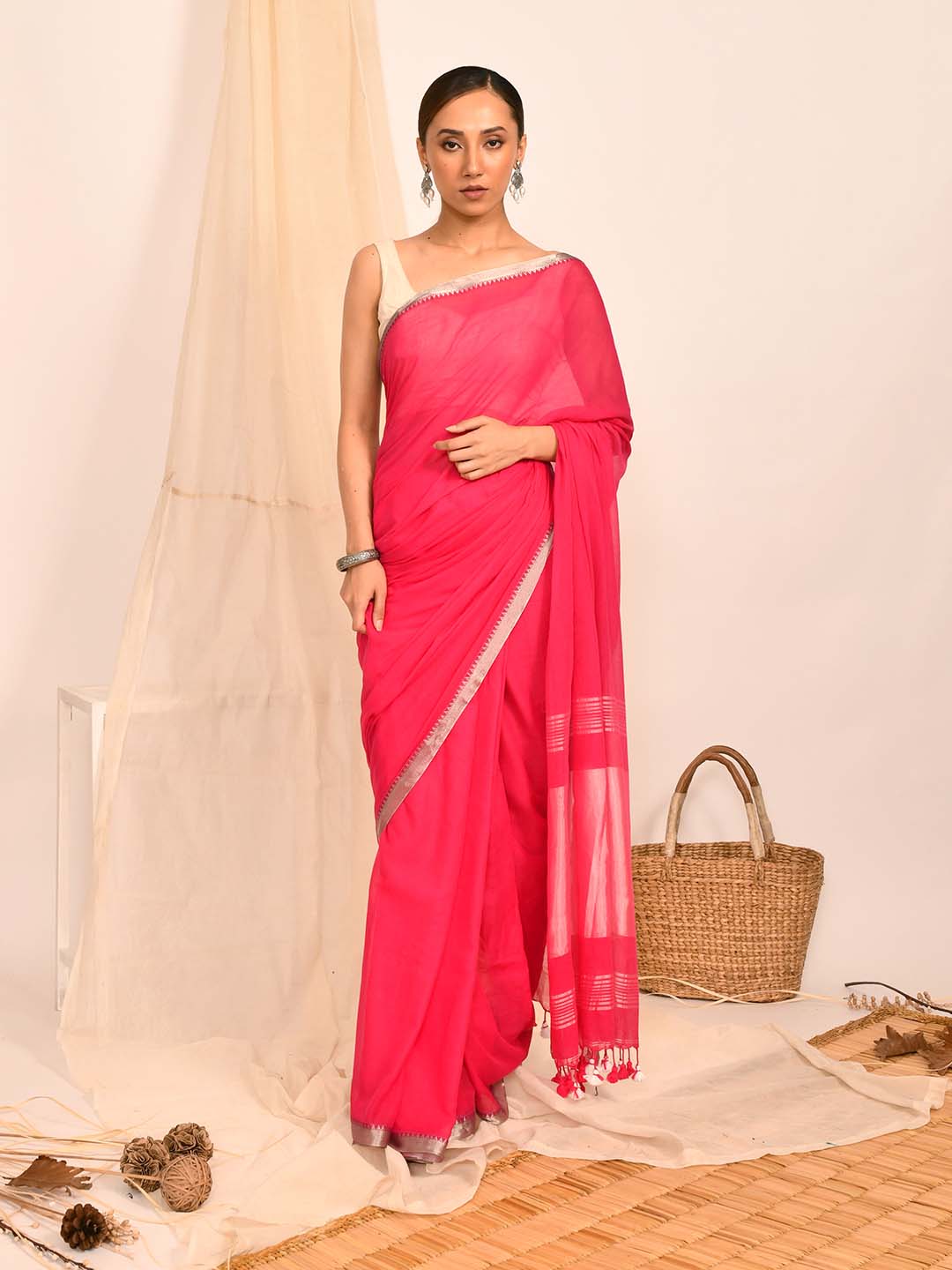 VIVID BLOCK (BENGAL HANDLOOM 100% PURE COTTON SAREE)