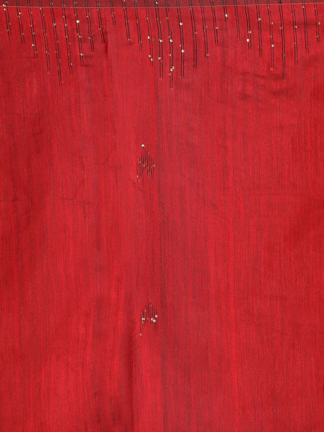 Indethnic Red Bengal Handloom Cotton Blend Work Saree - Saree Detail View