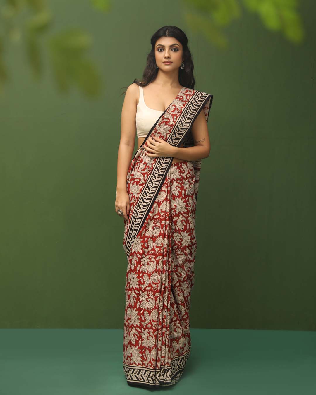 CRIMSON GLOW (BAGRU 100% PURE COTTON SAREE)