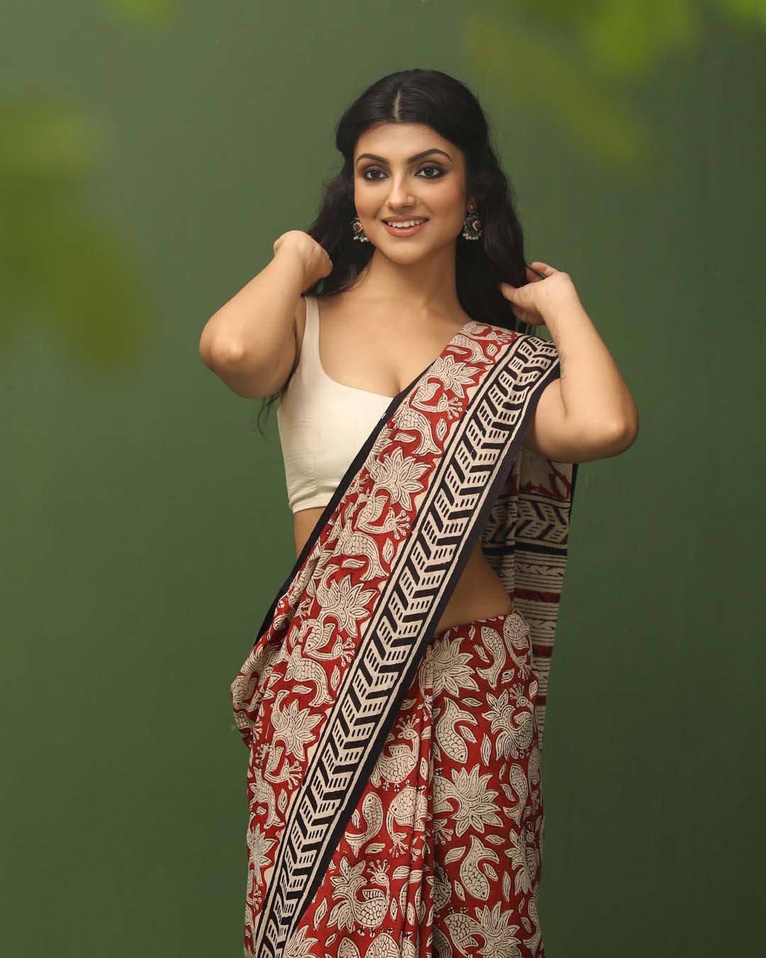 CRIMSON GLOW (BAGRU 100% PURE COTTON SAREE)