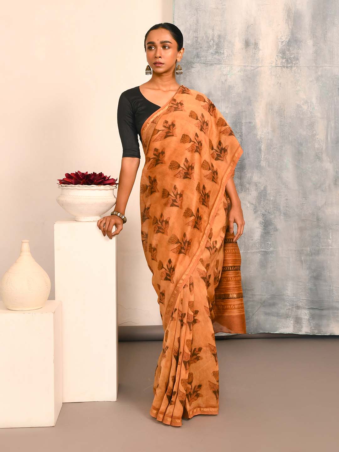 GOLDEN ELEGANCE (BAGRU SILK COTTON SAREE)
