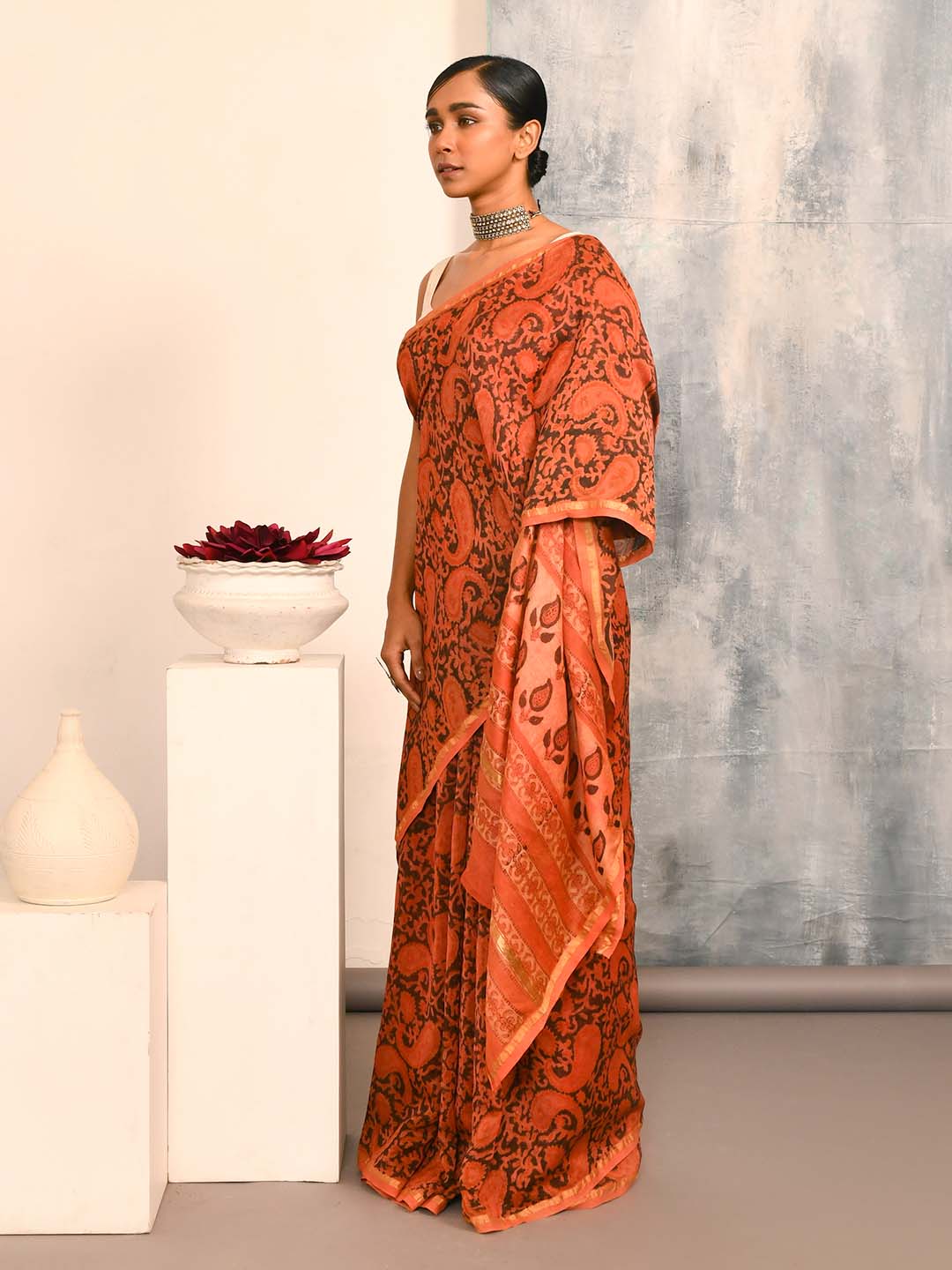 INDIGO ELEGANCE (BAGRU SILK COTTON SAREE)