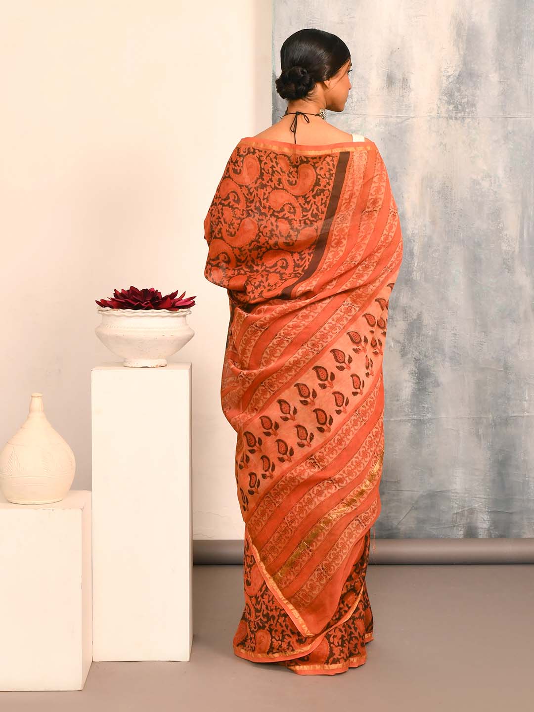 INDIGO ELEGANCE (BAGRU SILK COTTON SAREE)
