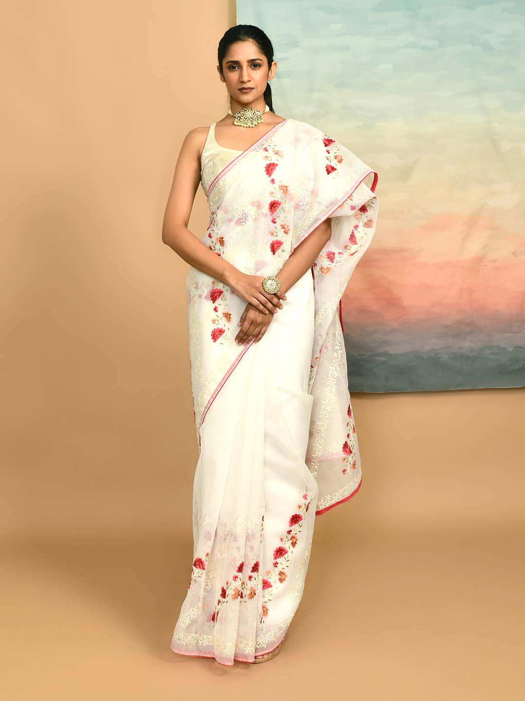 IVORY BLOSSOM (KOTA  SAREE)