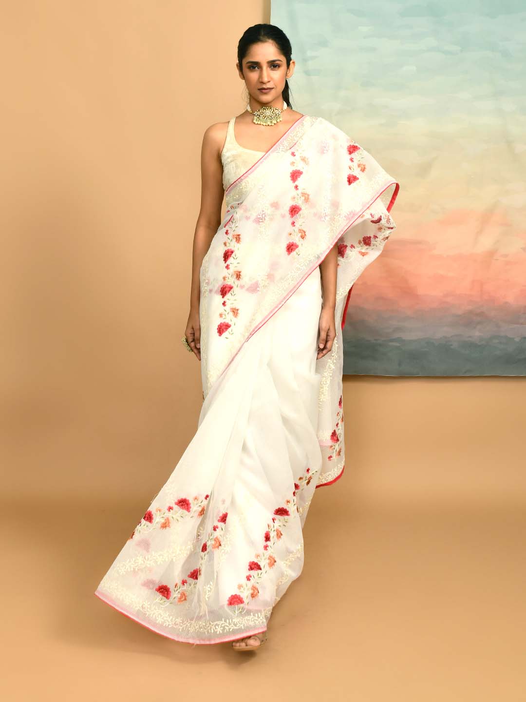 IVORY BLOSSOM (KOTA  SAREE)