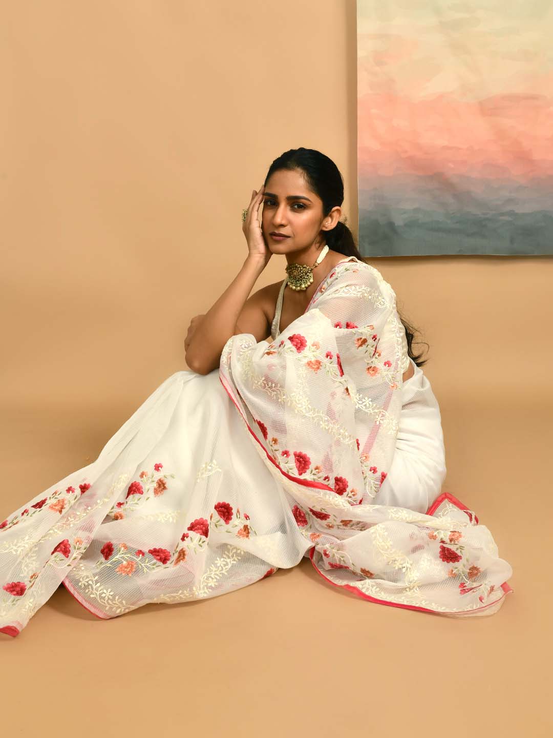 IVORY BLOSSOM (KOTA  SAREE)