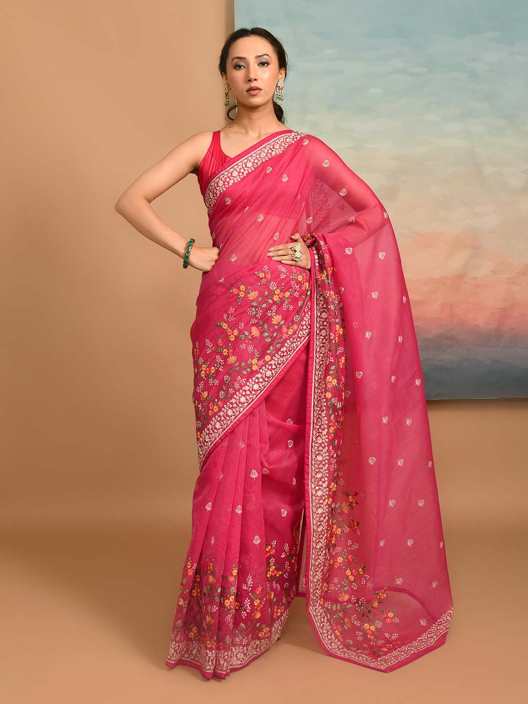 FUCHSIA BLOOM (KOTA  SAREE)