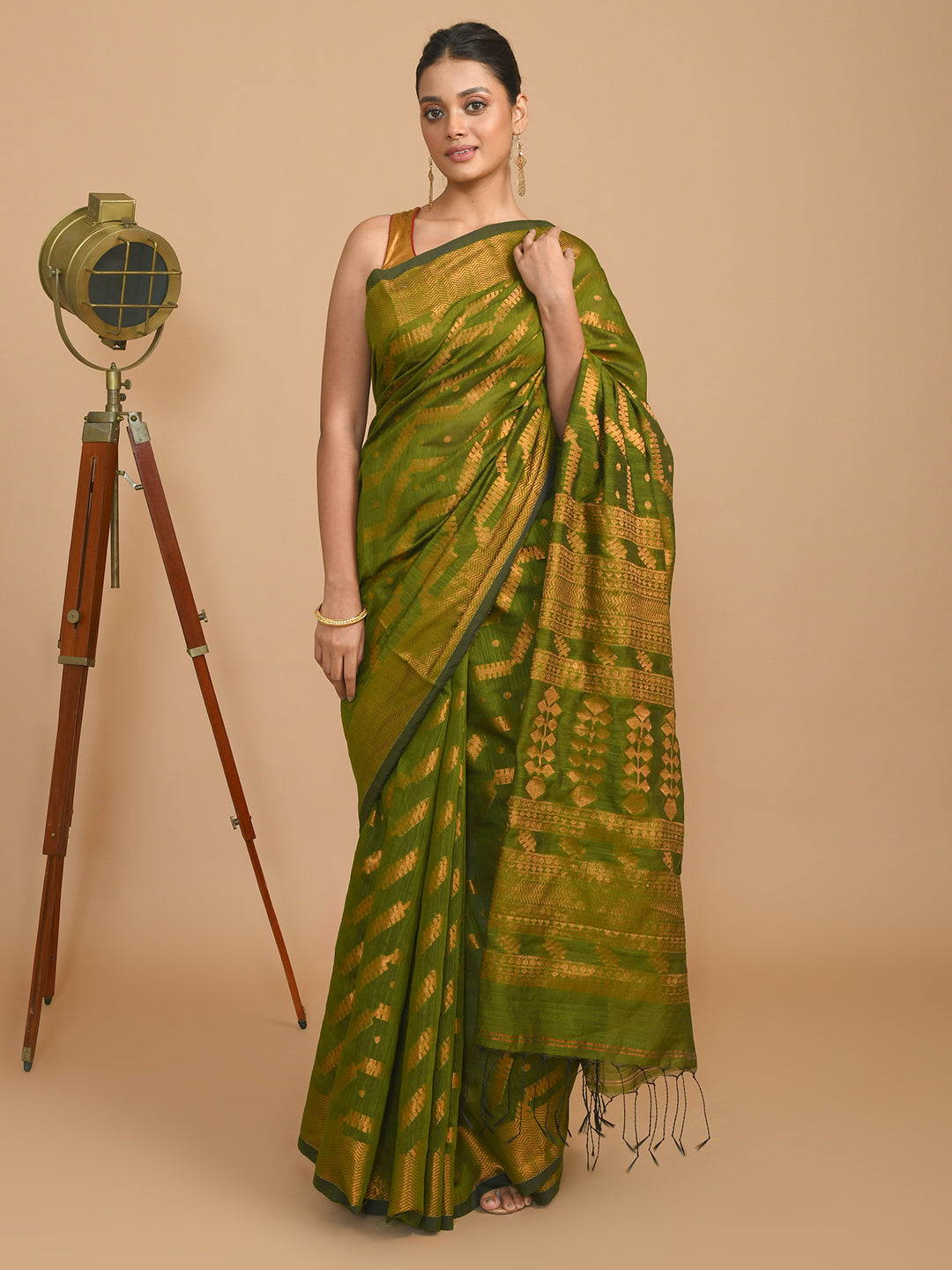EMERALD ELEGANCE (HANDLOOM COTTON BLEND SAREE)