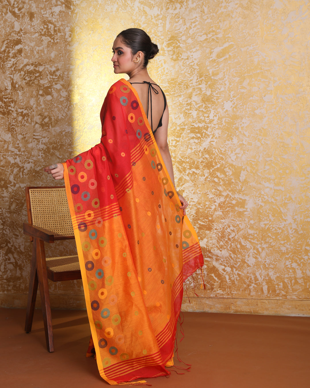 CERISE ANTIQUITY (HANDLOOM COTTON BLEND SAREE)