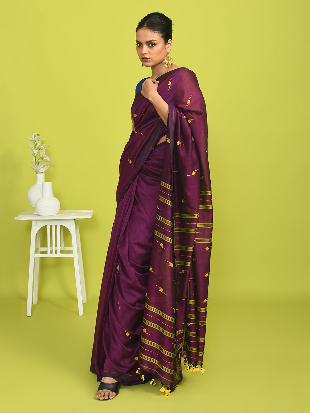 REGAL PLUM (HANDLOOM 100% PURE COTTON SAREE)
