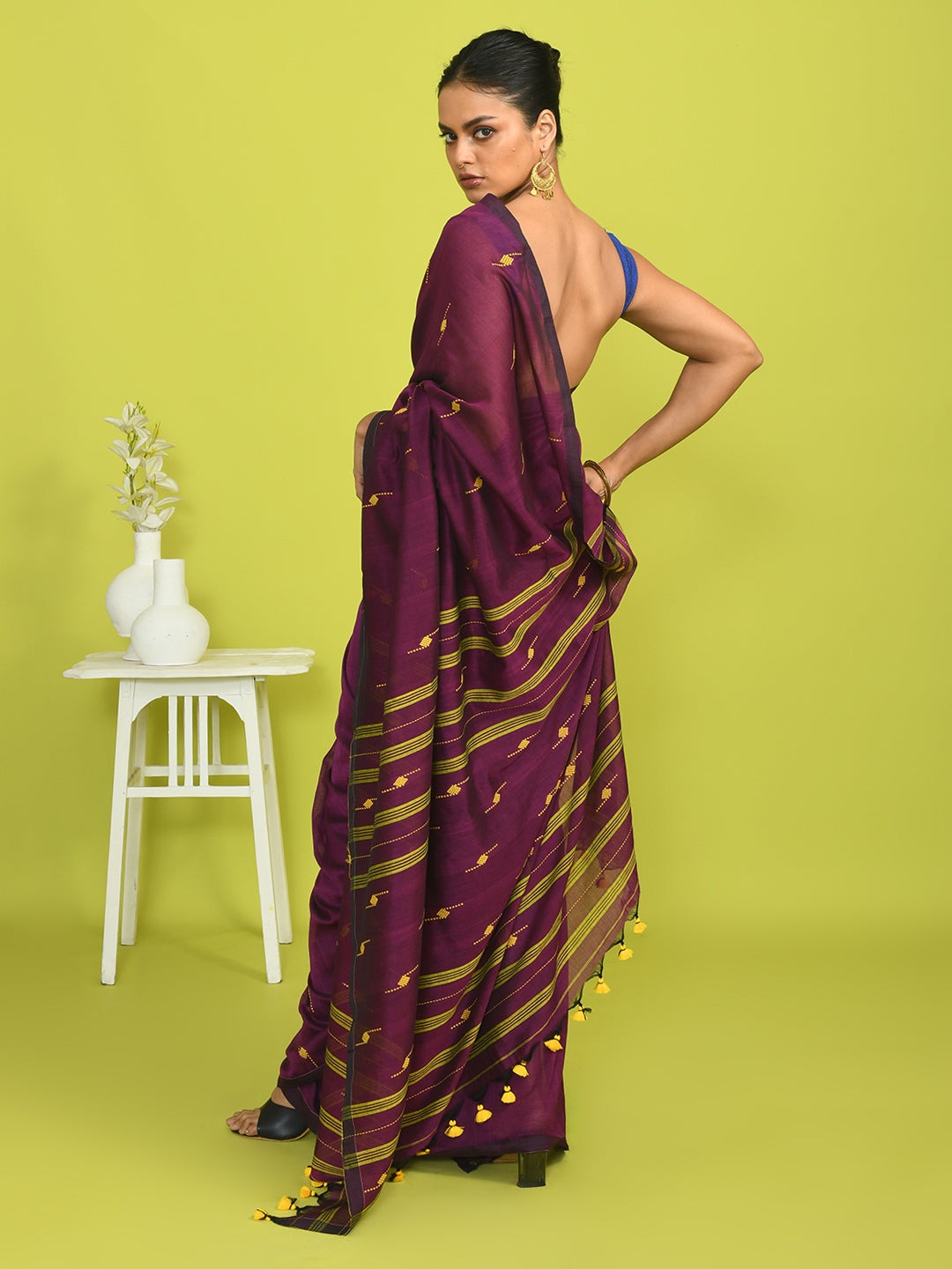 REGAL PLUM (HANDLOOM 100% PURE COTTON SAREE)