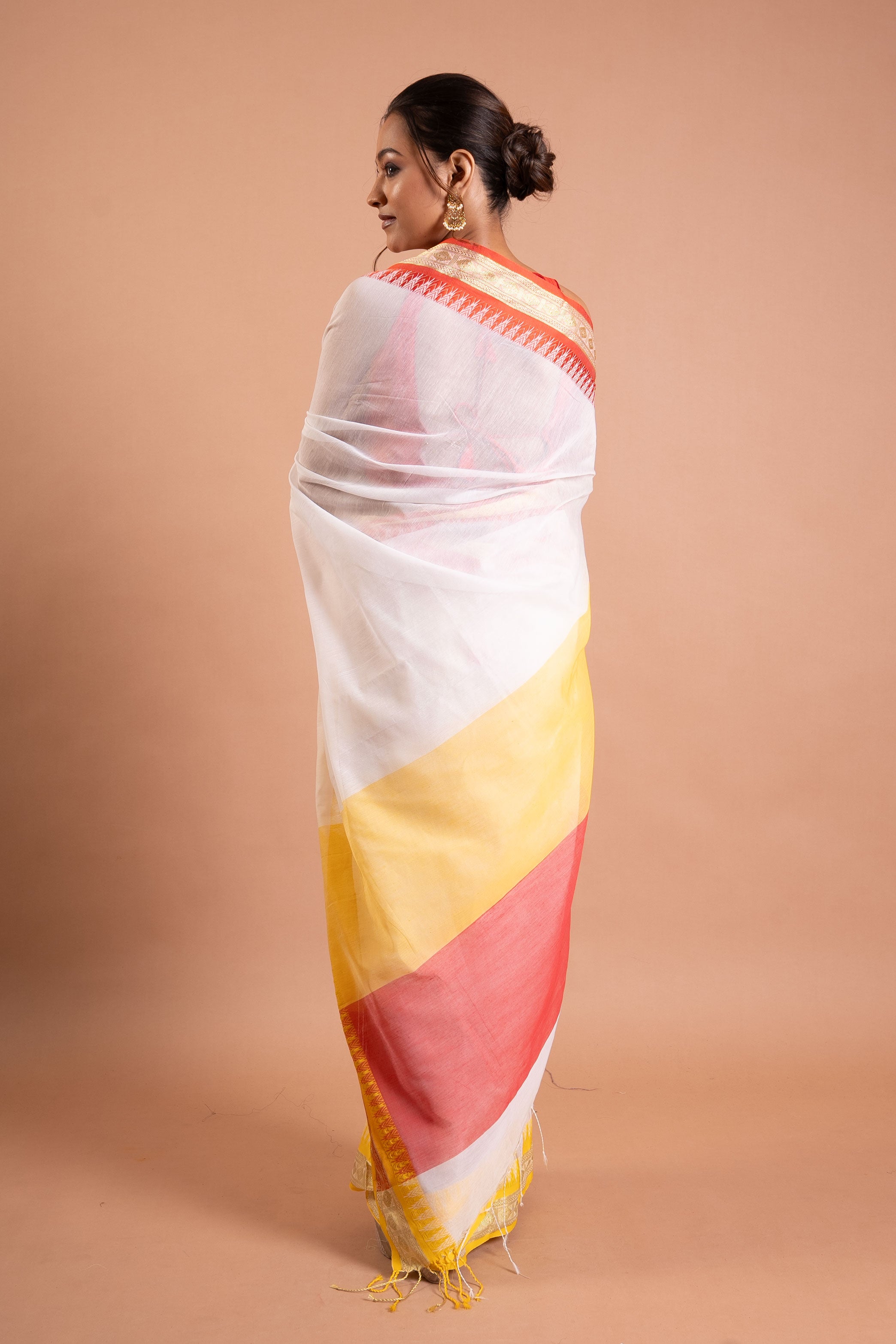 Ivory Sunflare Bengal Handloom Cotton Saree