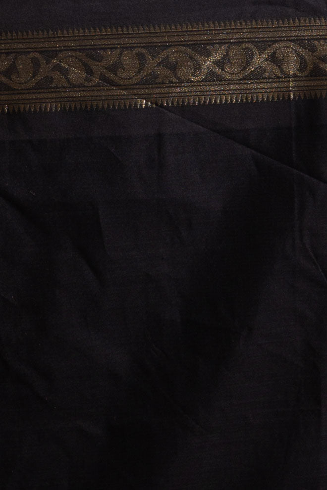 Ruby Noir Zari-Border Handloom Saree