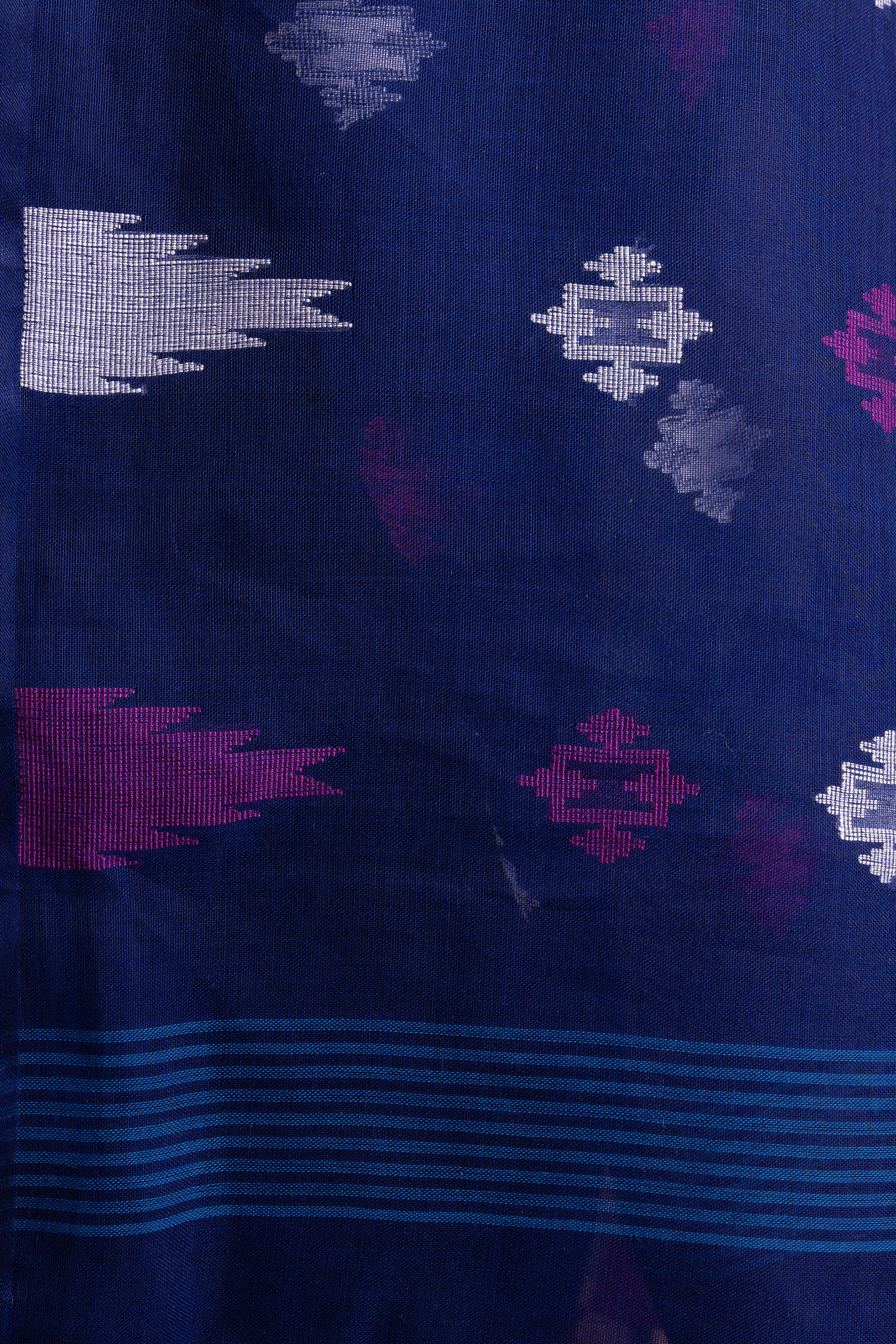 Midnight Indigo Ikat Handloom Saree